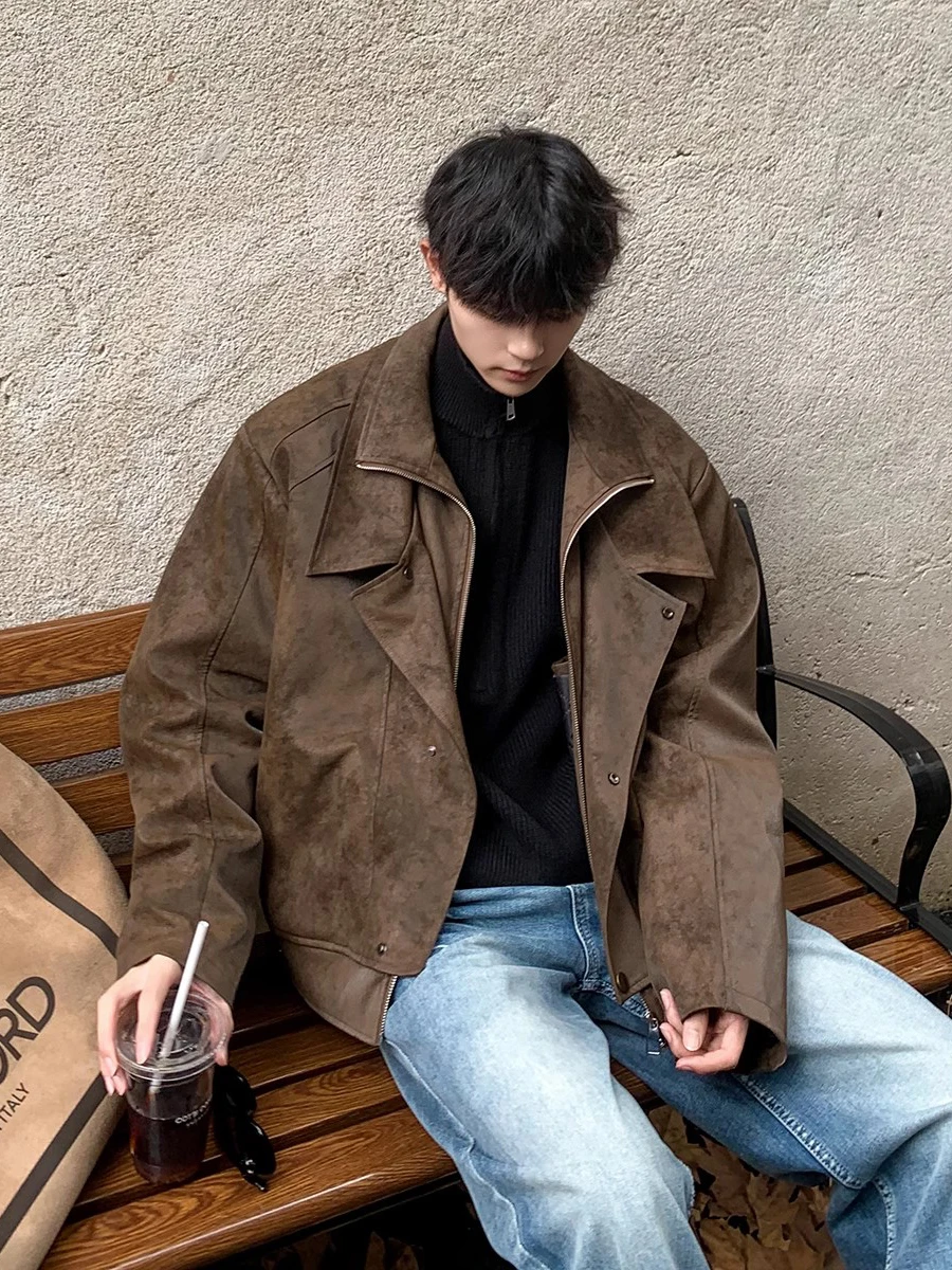 Mauroicardi Spring Autumn Cool Short Distressed Brown Maillard Style Pu Leather Jacket Men Luxury Designer Korean Clothes 2025
Mauroicardi Spring Autumn Cool Short Distressed Brown Maillard Style Pu Leather Jacket Men Luxury Designer Korean Clothes 2025