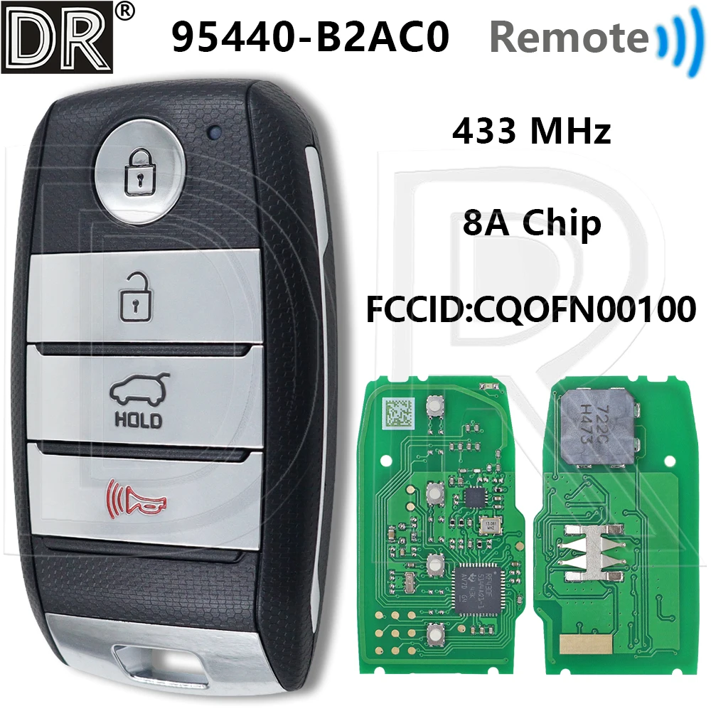 Great 8A Chip 433MHz FCC ID CQOFN00100 95440-B2AC0 Proximity Car Remote Smart Key Fob For Kia Soul 2017 2018
Great 8A Chip 433MHz FCC ID CQOFN00100 95440-B2AC0 Proximity Car Remote Smart Key Fob For Kia Soul 2017 2018