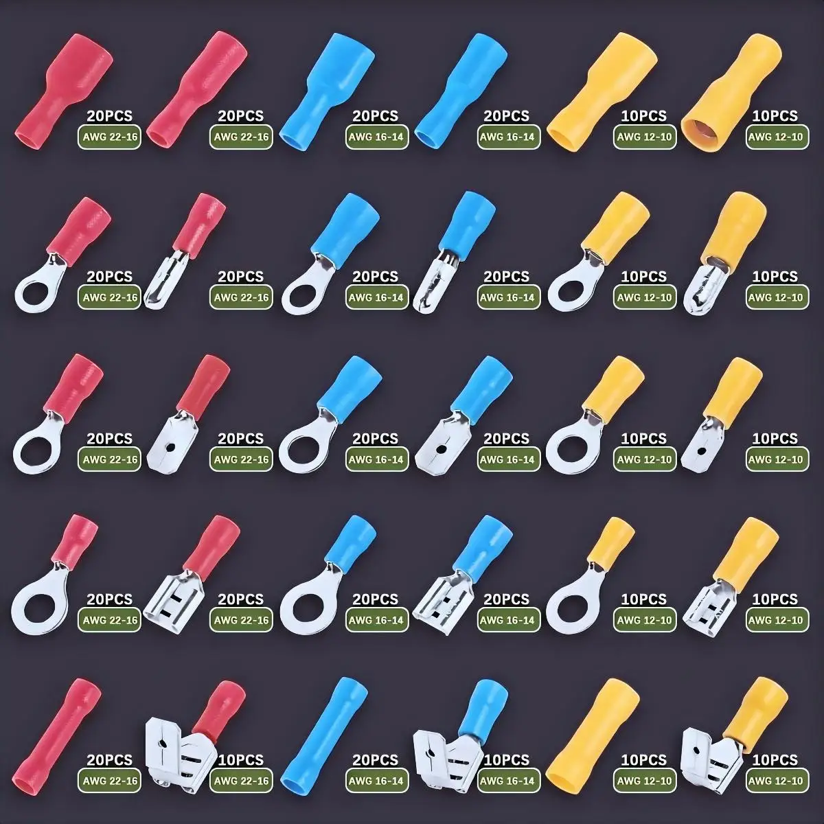 280PCS Insulated Cable Connector Kit Electrical Wire Crimp Spade Butt Ring Fork Set Ring Lugs Rolled Terminals Assorted
280PCS Insulated Cable Connector Kit Electrical Wire Crimp Spade Butt Ring Fork Set Ring Lugs Rolled Terminals Assorted