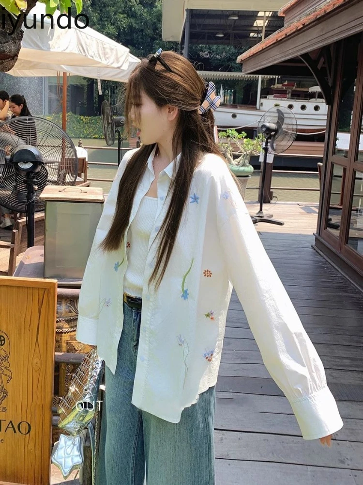 100% Cotton White Blouse for Women Loose Fit Long Sleeve Casual Top with Floral Embroidery Breathable Summer Shirts for Work
100% Cotton White Blouse for Women Loose Fit Long Sleeve Casual Top with Floral Embroidery Breathable Summer Shirts for Work