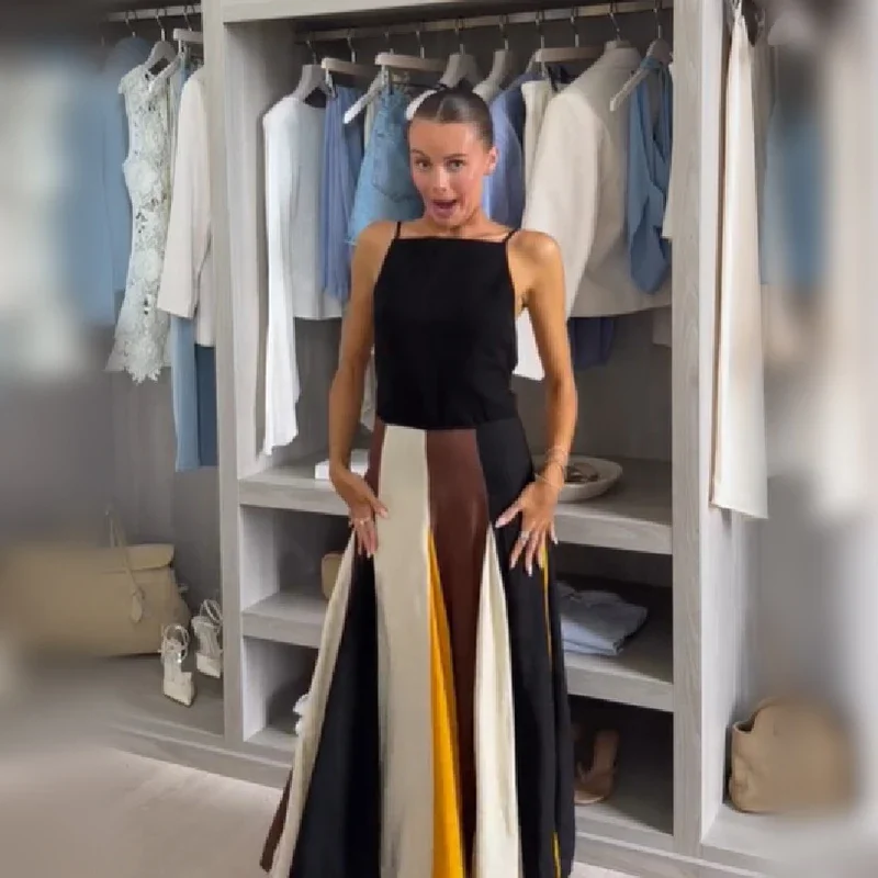 Chic Multi Stripe Color Block Floor Length Skirt Women High Waist A Line Flared Maxi Dresses Elegant Daily Dating Casual Clothes
Chic Multi Stripe Color Block Floor Length Skirt Women High Waist A Line Flared Maxi Dresses Elegant Daily Dating Casual Clothes