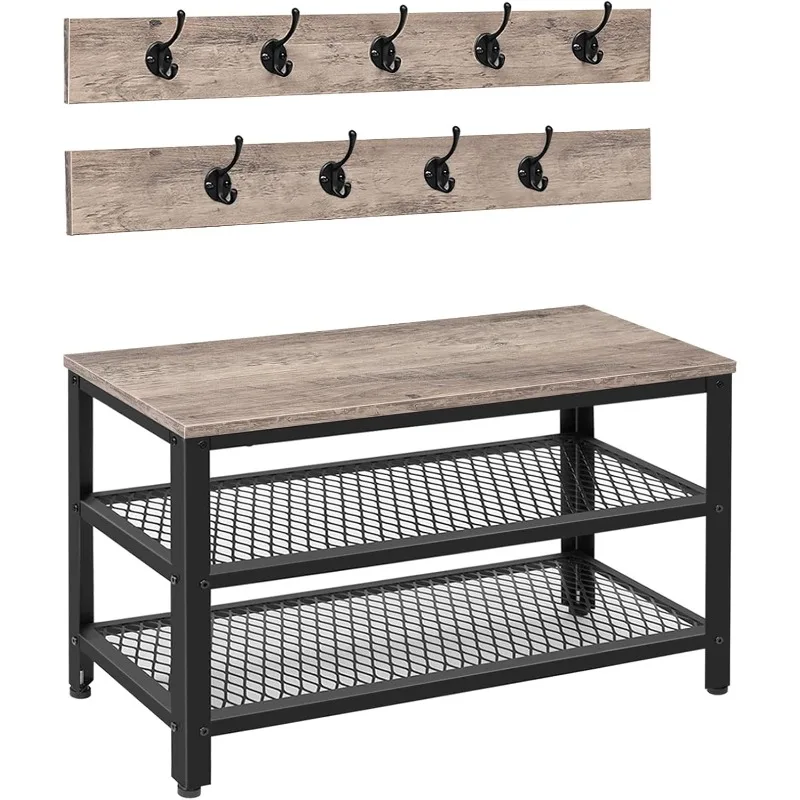 Hall Tree Entryway Storage Bench, Coat Rack Shoe Organizer with Hooks, 3-in-1 Design, Wooden Furniture Metal Frame
Hall Tree Entryway Storage Bench, Coat Rack Shoe Organizer with Hooks, 3-in-1 Design, Wooden Furniture Metal Frame