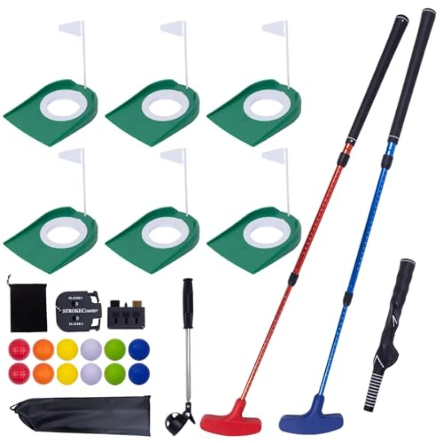 Mini Golf Game Set for indoor outdoor practice aluminum putters, green accessories, adjustable telescopic retriever, 6 flag cup
Mini Golf Game Set for indoor outdoor practice aluminum putters, green accessories, adjustable telescopic retriever, 6 flag cup