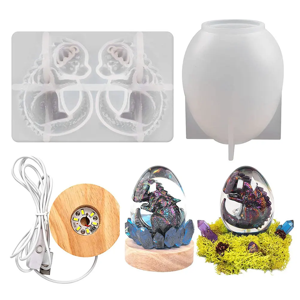 1Set Night Lamp Epoxy Mold Dragon Egg Silicone Resin Casting Tool with Lamp Holder Smooth Release Reusable Craft Mold for Gifts
1Set Night Lamp Epoxy Mold Dragon Egg Silicone Resin Casting Tool with Lamp Holder Smooth Release Reusable Craft Mold for Gifts
