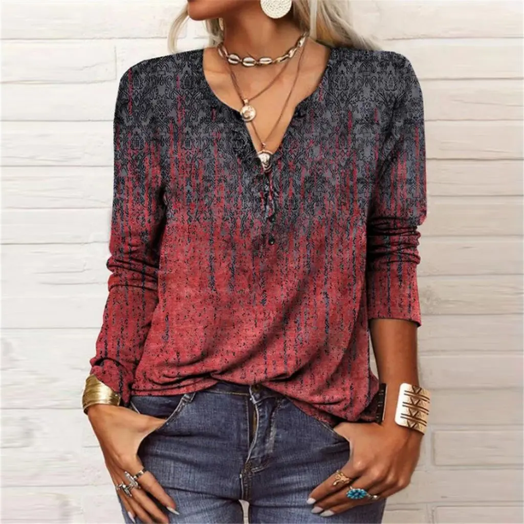 Women's Long-Sleeved Printed T-Shirt Ethnic Fashion Design Autumn Winter European American Style Wish New Export
Women's Long-Sleeved Printed T-Shirt Ethnic Fashion Design Autumn Winter European American Style Wish New Export
