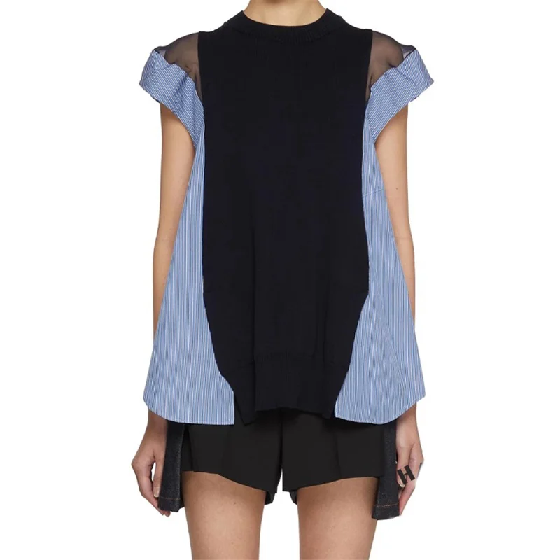 Женская футболка, новый пуловер с круглым вырезом и цветными блоками, лето 2022, полосатый тонкий топ без рукавов, майка из смеси хлопка
Женская футболка, новый пуловер с круглым вырезом и цветными блоками, лето 2022, полосатый тонкий топ без рукавов, майка из смеси хлопка