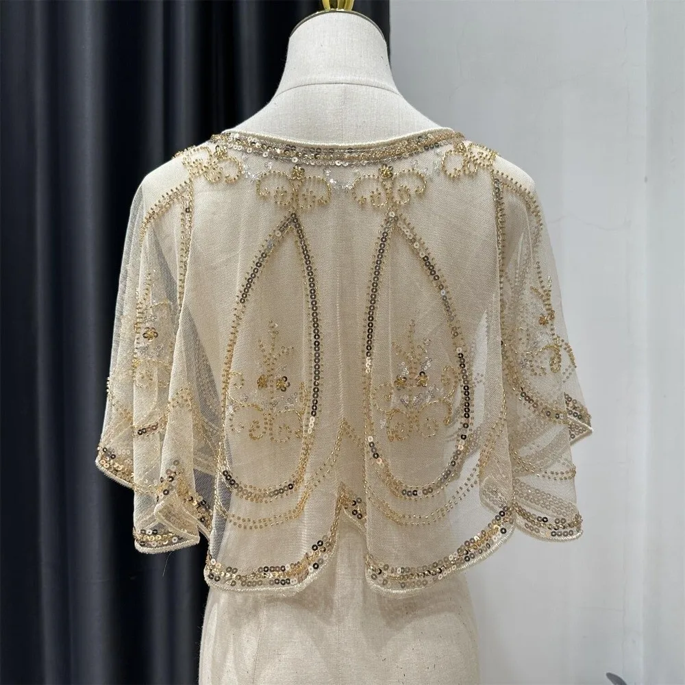 Модная накидка-шаль в стиле 1920-х годов с пайетками, короткая накидка, тяжелая ручная работа, расшитая бисером
Модная накидка-шаль в стиле 1920-х годов с пайетками, короткая накидка, тяжелая ручная работа, расшитая бисером