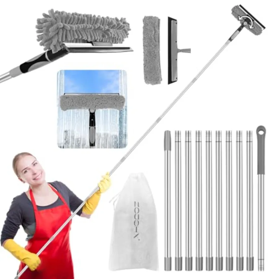 2-in-1 squeegee for window cleaning: 20+ Ft Long Reach cleaner tool with extension pole in home office commercial building Skyl
2-in-1 squeegee for window cleaning: 20+ Ft Long Reach cleaner tool with extension pole in home office commercial building Skyl