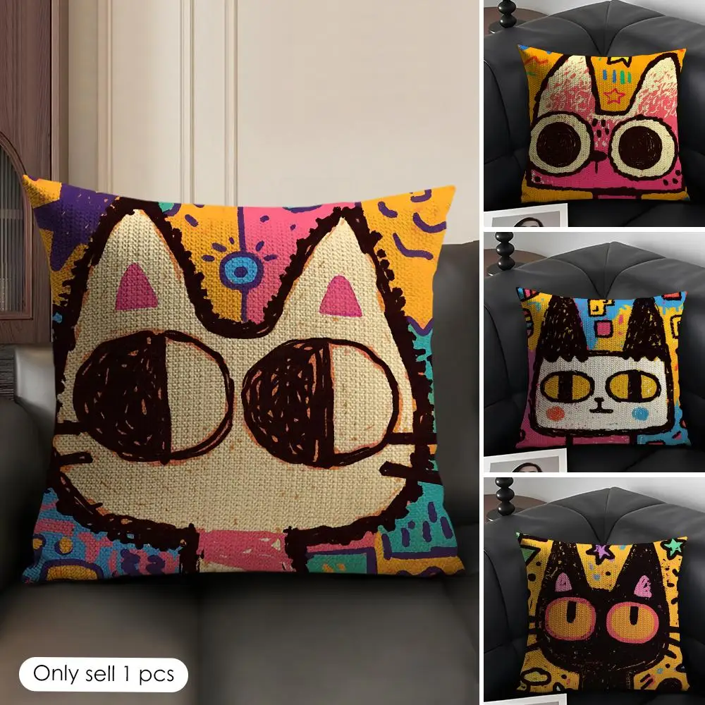 Dopamine Doodle Cat Cushion Cover Natural Linen Organic Fabric Double-Sided Printing Breathable Perfect Gift For Decor
Dopamine Doodle Cat Cushion Cover Natural Linen Organic Fabric Double-Sided Printing Breathable Perfect Gift For Decor