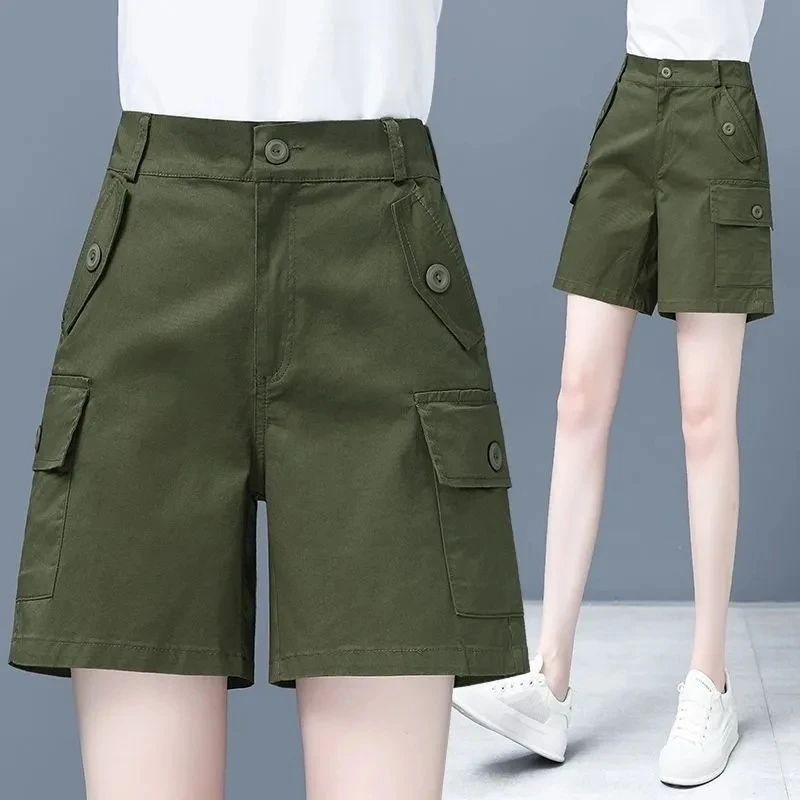 Tooling Shorts Women's Summer New High waisted Loose Knee length straight tube Pants Cotton Multi pocket Casual Hot pants Female
Tooling Shorts Women's Summer New High waisted Loose Knee length straight tube Pants Cotton Multi pocket Casual Hot pants Female