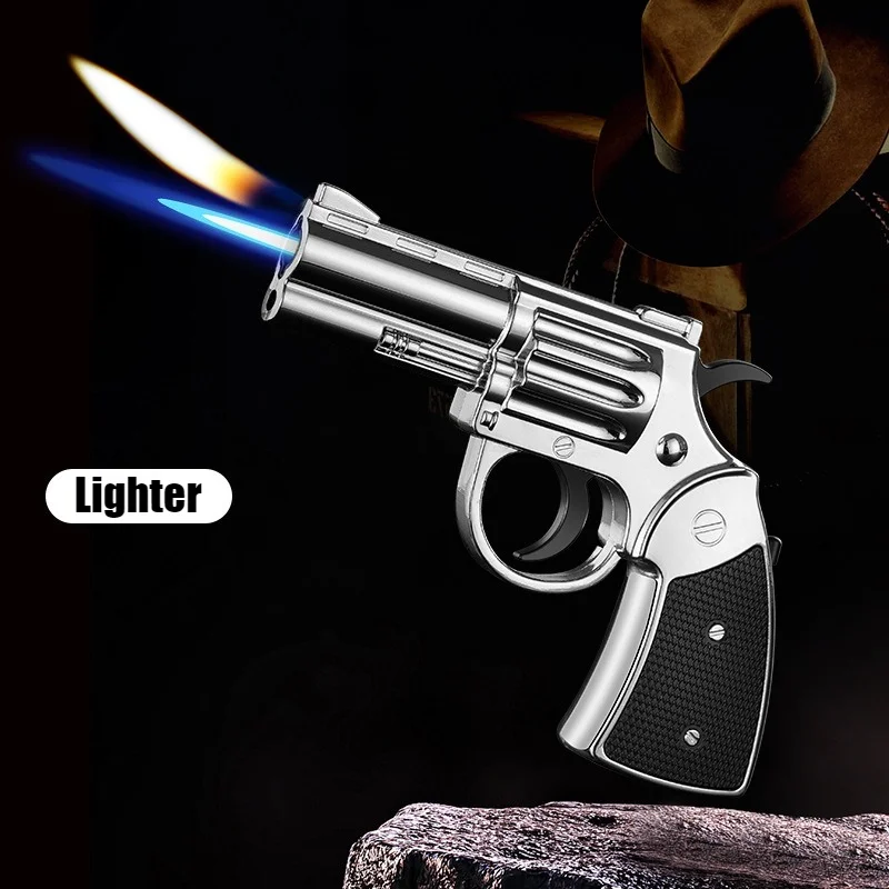 New Gun Type Igniter Revolver Windproof Lighter Metal Open Flame Switchable Fire Pistol Cigarette Lighters & Smoking Accessories
New Gun Type Igniter Revolver Windproof Lighter Metal Open Flame Switchable Fire Pistol Cigarette Lighters & Smoking Accessories