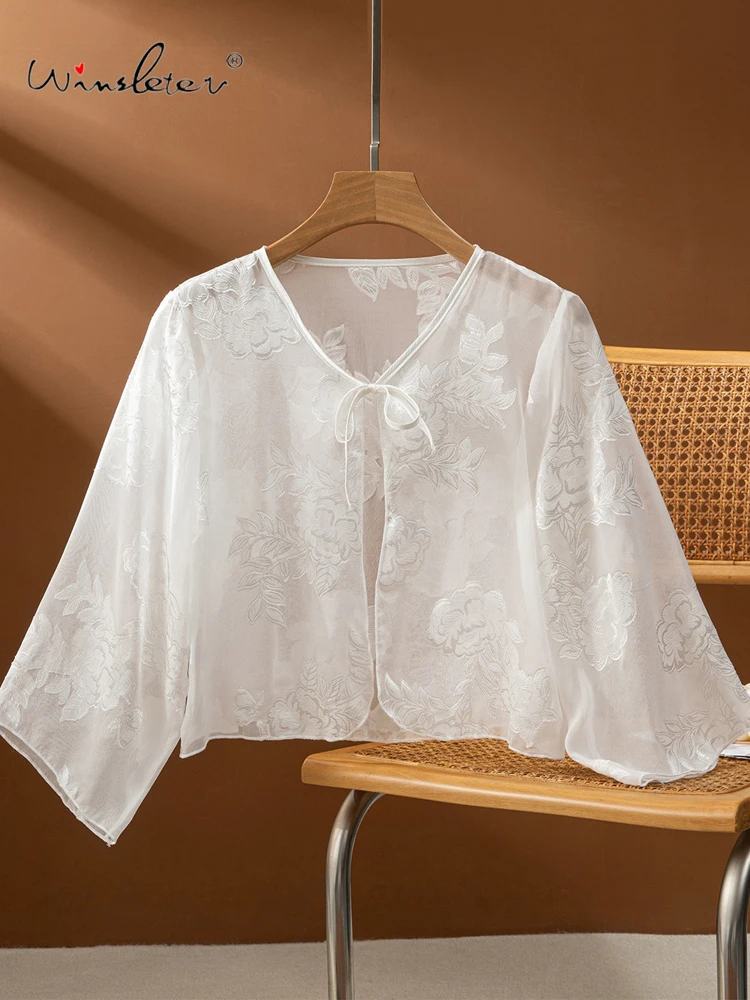 Winsleter-100%Real Silk Elegant Coat, V Neck Cut Flower Silk Lace-up, Women Vacation Sunscreen Loose Coat, 2026 Summer C66337CC
Winsleter-100%Real Silk Elegant Coat, V Neck Cut Flower Silk Lace-up, Women Vacation Sunscreen Loose Coat, 2026 Summer C66337CC