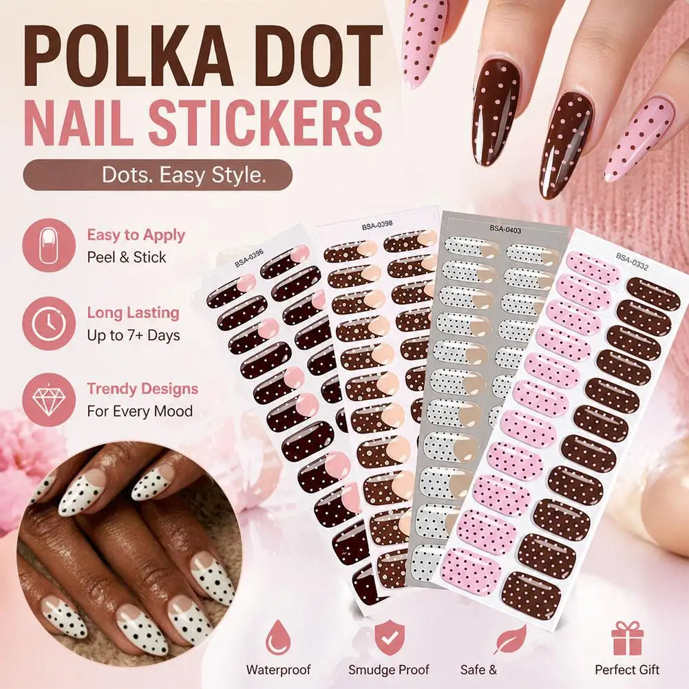 Polka Dot Gel Nail Strips Full Cover Adhesive Nail Polish Stickers Waterproof French Manicure Patches DIY Nail Art Decor
Polka Dot Gel Nail Strips Full Cover Adhesive Nail Polish Stickers Waterproof French Manicure Patches DIY Nail Art Decor