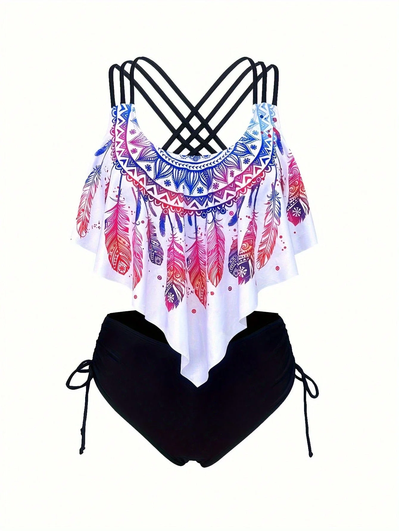 Boho Feather Print Tankini Set For Women Loose Fit High Waisted Two Piece Swimwear
Boho Feather Print Tankini Set For Women Loose Fit High Waisted Two Piece Swimwear