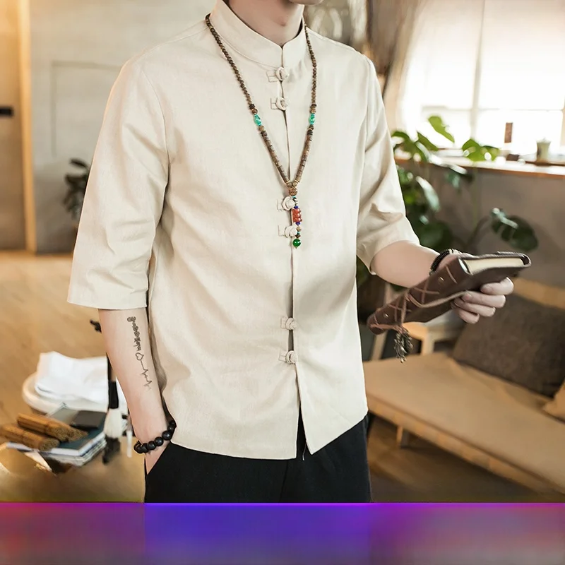 Men's Sauna Foot Massage Work orm Loose Fit Linen irt Youth Trendy Spring Summer Thin Cotton Pure Color Stand Collar
Men's Sauna Foot Massage Work orm Loose Fit Linen irt Youth Trendy Spring Summer Thin Cotton Pure Color Stand Collar