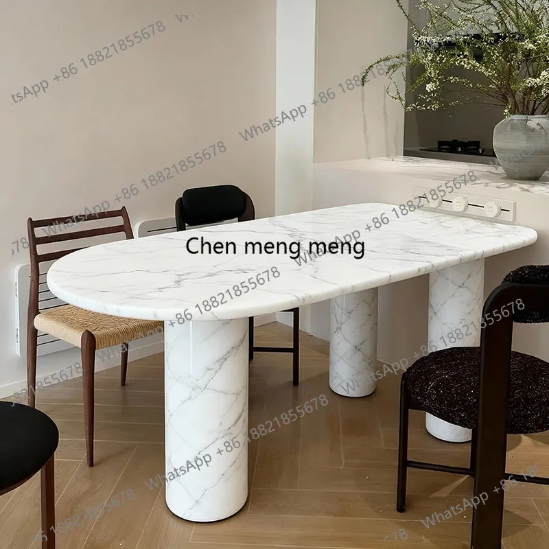 French semi-oval dining table Nordic modern small apartment semi-curved cream style marble dining table
French semi-oval dining table Nordic modern small apartment semi-curved cream style marble dining table