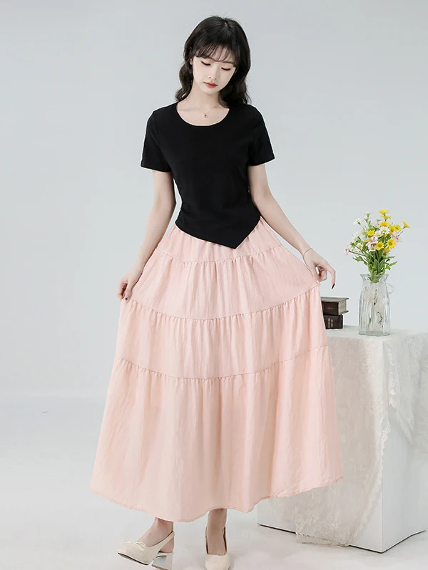 Summer Chic Women's T-Shirt And Cake Skirt Set Long Loose Waist Slimming Short Sleeve Two-Piece Set High Waist Anti-Wrinkle
Summer Chic Women's T-Shirt And Cake Skirt Set Long Loose Waist Slimming Short Sleeve Two-Piece Set High Waist Anti-Wrinkle