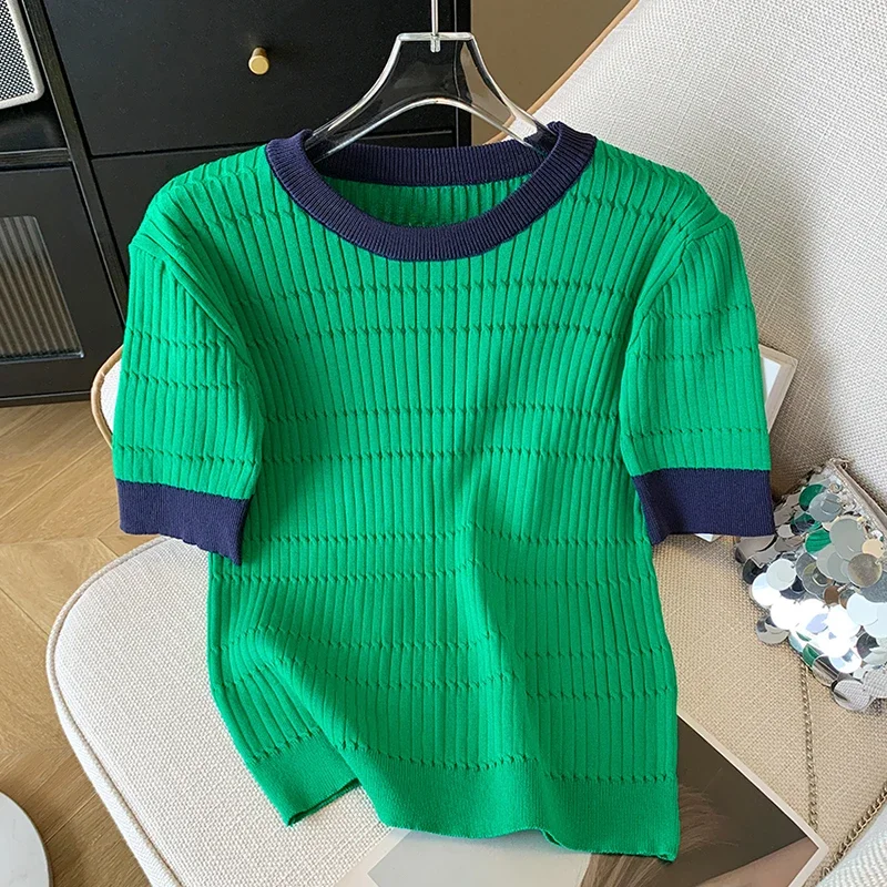 Short Sleeve Pullover Women Sweater Knitted 2025 New Summer Slim Sweaters O-Neck Tops Korean Pull Femme Jumper Female
Short Sleeve Pullover Women Sweater Knitted 2025 New Summer Slim Sweaters O-Neck Tops Korean Pull Femme Jumper Female
