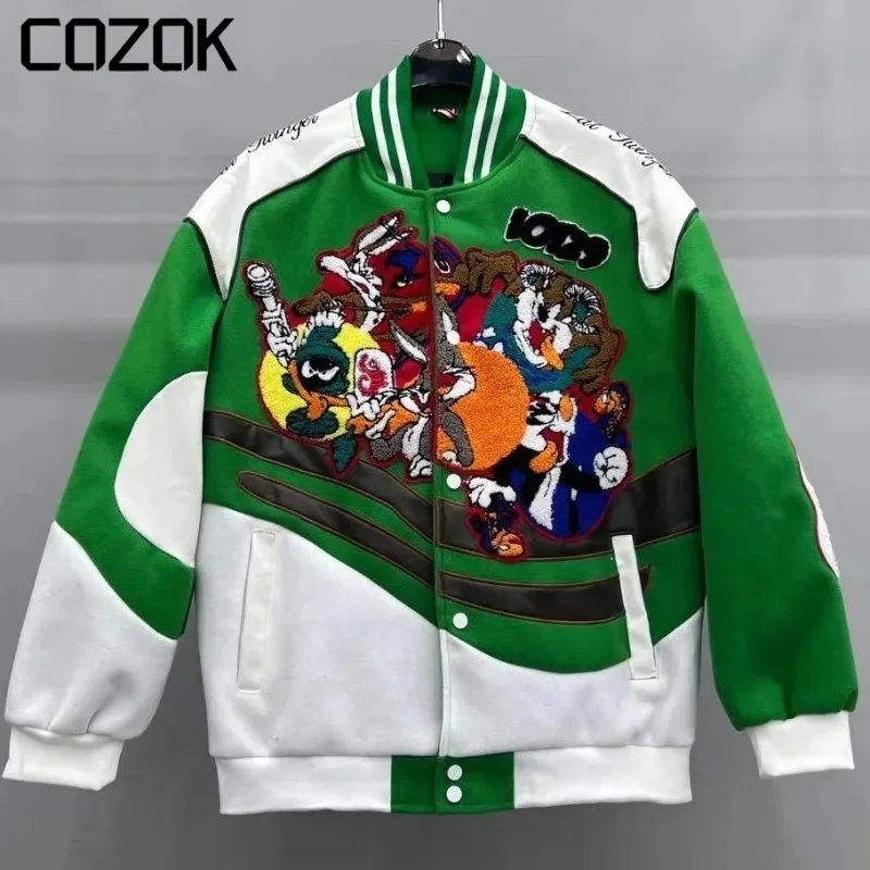 Cartoon Embroidery Bomber Jacket Men Women High Quality American Vintage Motorcycle Punk Baseball Jacket Long Sleeves Coats
Cartoon Embroidery Bomber Jacket Men Women High Quality American Vintage Motorcycle Punk Baseball Jacket Long Sleeves Coats