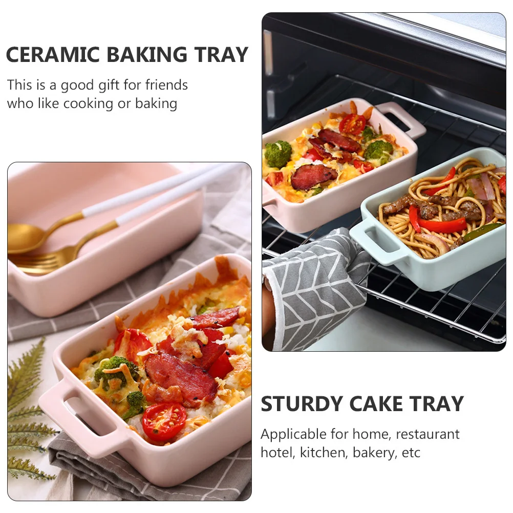1Pcs Sturdy Ceramic Baking Pan Practical Multipurpose Storage Tray Double-Ear Bread Pan Baked Cheese Rice Bowl 
1Pcs Sturdy Ceramic Baking Pan Practical Multipurpose Storage Tray Double-Ear Bread Pan Baked Cheese Rice Bowl