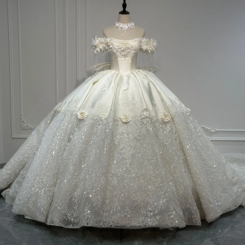 Customizable Strapless Off-The-Shoulder Wedding Dress With Lace-Up Back Pearls Appliques Bow Bridal Gown 2026
Customizable Strapless Off-The-Shoulder Wedding Dress With Lace-Up Back Pearls Appliques Bow Bridal Gown 2026