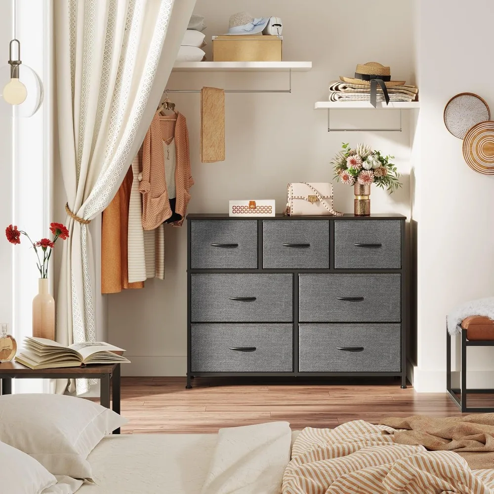 7 Drawer Dresser TV Stand, Entertainment Center, Media Console Table with Metal Frame and Wood Top for TV up to 45 inch,Drawers
7 Drawer Dresser TV Stand, Entertainment Center, Media Console Table with Metal Frame and Wood Top for TV up to 45 inch,Drawers