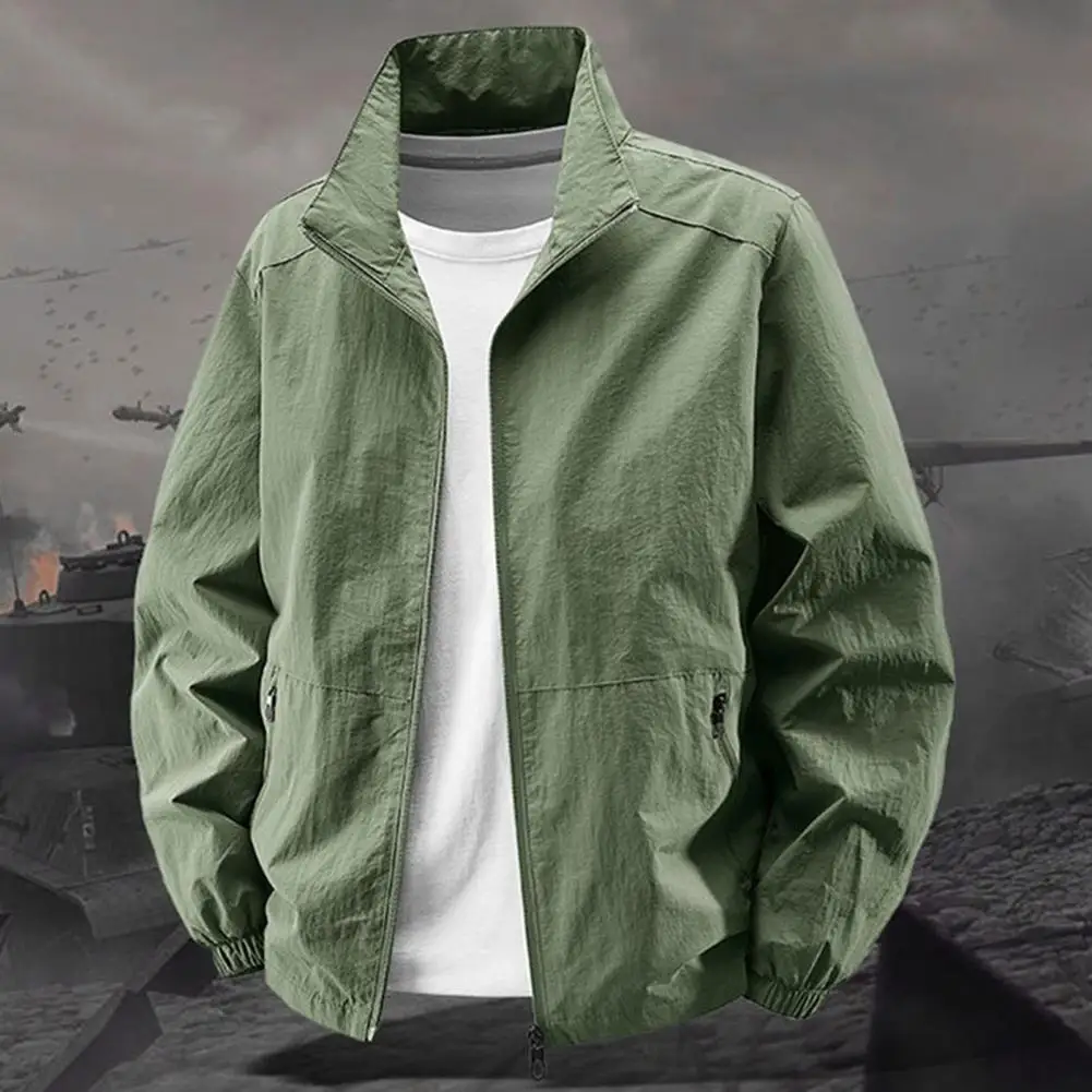 Men Jacket Stand Collar Long Sleeve Zipper Placket Spring Autumn Coat with Pockets Solid Color Loose Fit Versatile Outerwear
Men Jacket Stand Collar Long Sleeve Zipper Placket Spring Autumn Coat with Pockets Solid Color Loose Fit Versatile Outerwear
