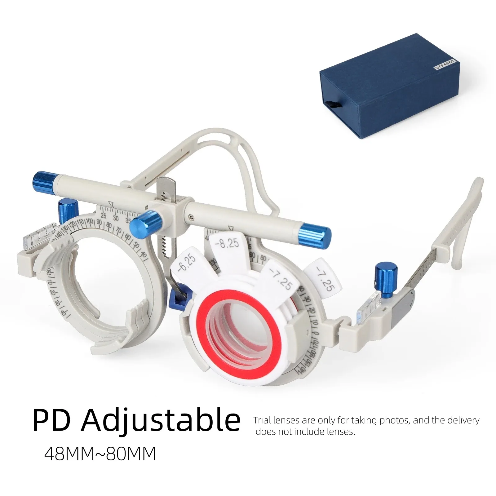 Optometry Trial Frame Lightweight PD 48-80mm Adjustable | 4 Lens Slots with Eye Distance Scale | Universal Eyewear Trial Tool
Optometry Trial Frame Lightweight PD 48-80mm Adjustable | 4 Lens Slots with Eye Distance Scale | Universal Eyewear Trial Tool