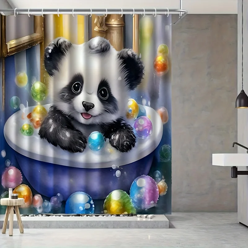 Cute Panda Shower Curtain, Cartoon Bear in Bathtub with Colorful Balls, Waterproof Kids Bathroom Decor, Animal Theme
Cute Panda Shower Curtain, Cartoon Bear in Bathtub with Colorful Balls, Waterproof Kids Bathroom Decor, Animal Theme