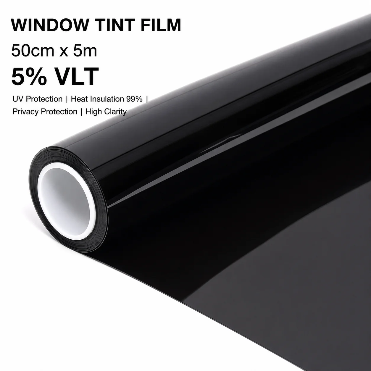 5% VLT Limo Black Nano Ceramic Car Window Tint Film 50cmX500cm Heat Rejection No Bubble Wide Front Solar Tint Roll Strong UV Sun
5% VLT Limo Black Nano Ceramic Car Window Tint Film 50cmX500cm Heat Rejection No Bubble Wide Front Solar Tint Roll Strong UV Sun