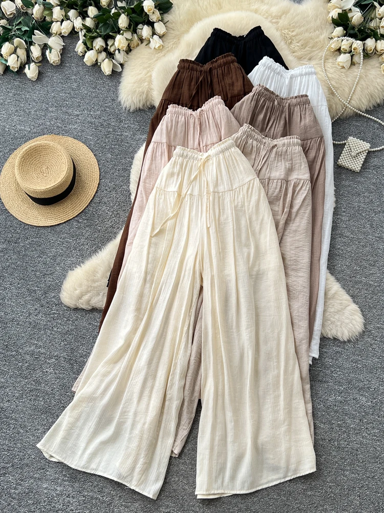 Elegant High Waist Wide Leg Pants Women's Lightweight Casual Trousers Spring Summer New Style Slimming Loose Comfortable
Elegant High Waist Wide Leg Pants Women's Lightweight Casual Trousers Spring Summer New Style Slimming Loose Comfortable