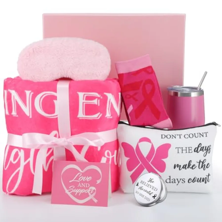10 Pcs Breast Cancer Survivor Gifts for Women Basket Chemo Care Package 50" x 60" Coral Fleece Throw Blanket Cancer Awareness A
10 Pcs Breast Cancer Survivor Gifts for Women Basket Chemo Care Package 50" x 60" Coral Fleece Throw Blanket Cancer Awareness A