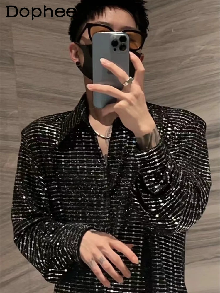 2025 Summer Korean Heavy Industry Sequins Loose Ice Silk Long-sleeved Shirt Fashion High Sense Handsome Boys Long-sleeved Top
2025 Summer Korean Heavy Industry Sequins Loose Ice Silk Long-sleeved Shirt Fashion High Sense Handsome Boys Long-sleeved Top