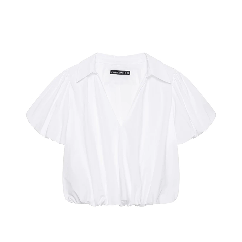 YENKYE Women's White Cropped Blouse Lapel Collar With V-Neck Puff Sleeve Balloon Shirt Summer Tops
YENKYE Women's White Cropped Blouse Lapel Collar With V-Neck Puff Sleeve Balloon Shirt Summer Tops