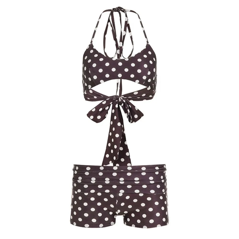 Casual Halter Neck Sling Bikini Suit Ruffled Boxer Shorts Swimwear Set Lace Up Slim Fit Polka Dot Swimsuit Hot Girl
Casual Halter Neck Sling Bikini Suit Ruffled Boxer Shorts Swimwear Set Lace Up Slim Fit Polka Dot Swimsuit Hot Girl