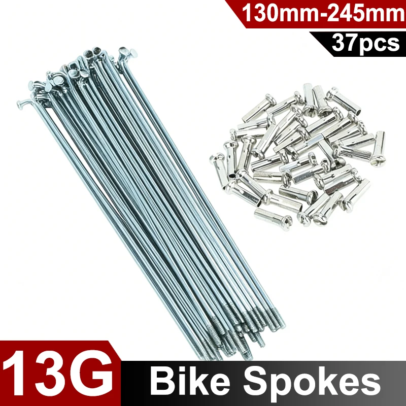 37PCS/Lot 13G Silver Steel Spokes Diameter 2.2mm MTB Bicycle J-Bent Wheel Spokes Length 130‑245mm Bike Rays with Nipples
37PCS/Lot 13G Silver Steel Spokes Diameter 2.2mm MTB Bicycle J-Bent Wheel Spokes Length 130‑245mm Bike Rays with Nipples