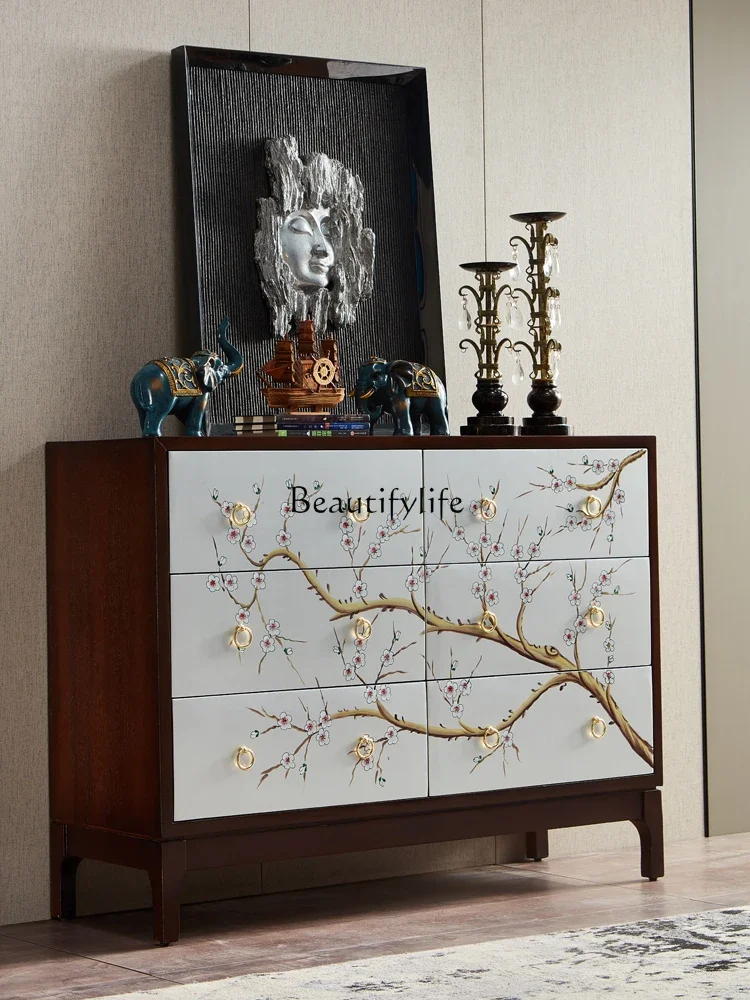 American solid wood living room storage cabinet European decorative bedroom retro storage chest
American solid wood living room storage cabinet European decorative bedroom retro storage chest