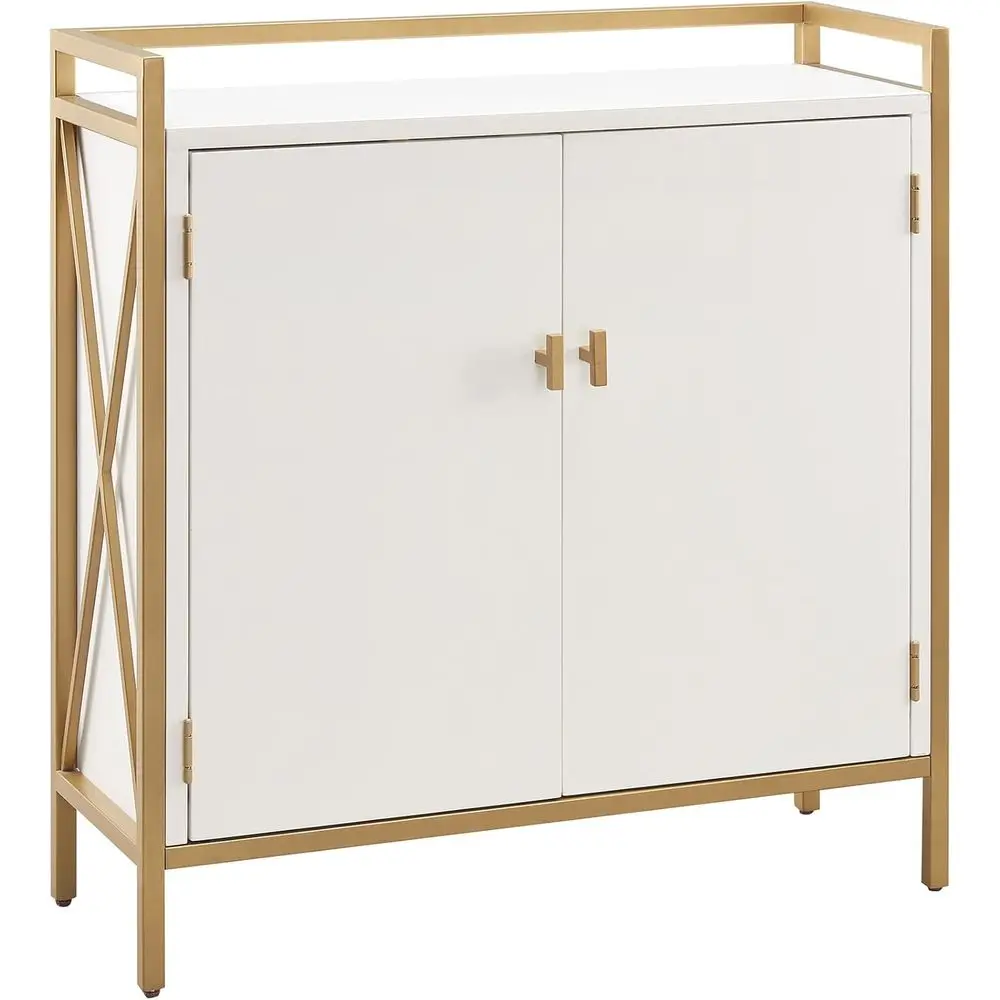 Элегантный белый и золотой металлический шкаф для хранения с деревянной отделкой
Элегантный белый и золотой металлический шкаф для хранения с деревянной отделкой