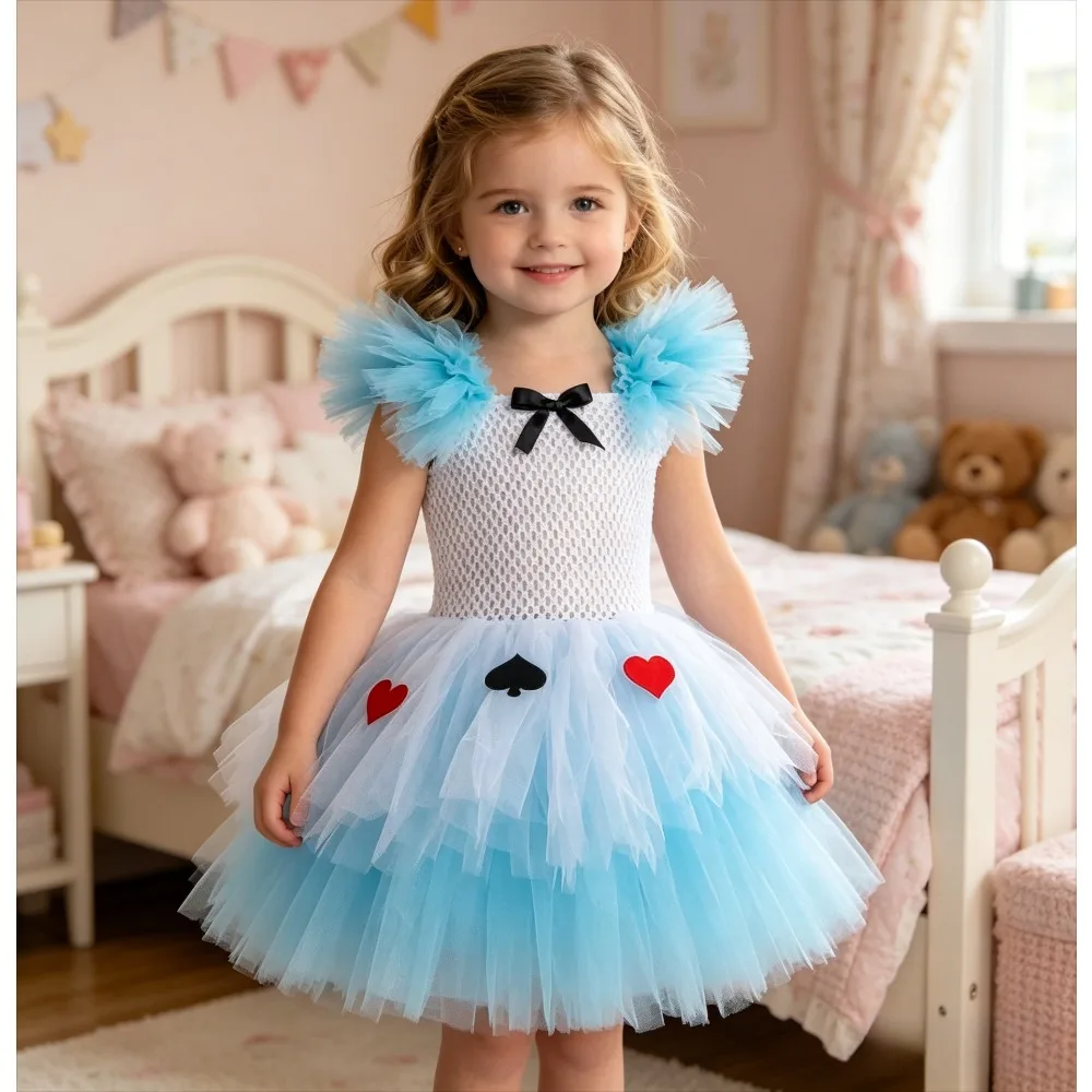Fairyland Alice Costumes for Girls Christmas Carnival Tutu Outfit with Bow Kids Lolita Princess Dresses with Black Red Hearts
Fairyland Alice Costumes for Girls Christmas Carnival Tutu Outfit with Bow Kids Lolita Princess Dresses with Black Red Hearts
