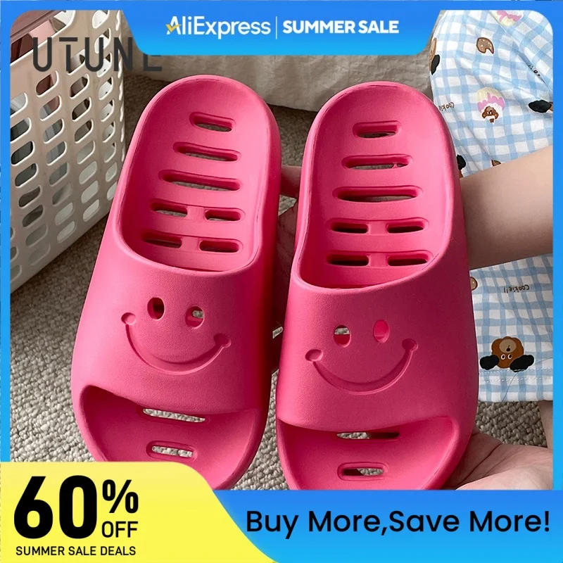 UTUNE Happy Face Water-Draining Summer Slippers Unisex Non-Slip Soft Sole Bathroom Sandals Breathable Household Shower Shoes
UTUNE Happy Face Water-Draining Summer Slippers Unisex Non-Slip Soft Sole Bathroom Sandals Breathable Household Shower Shoes