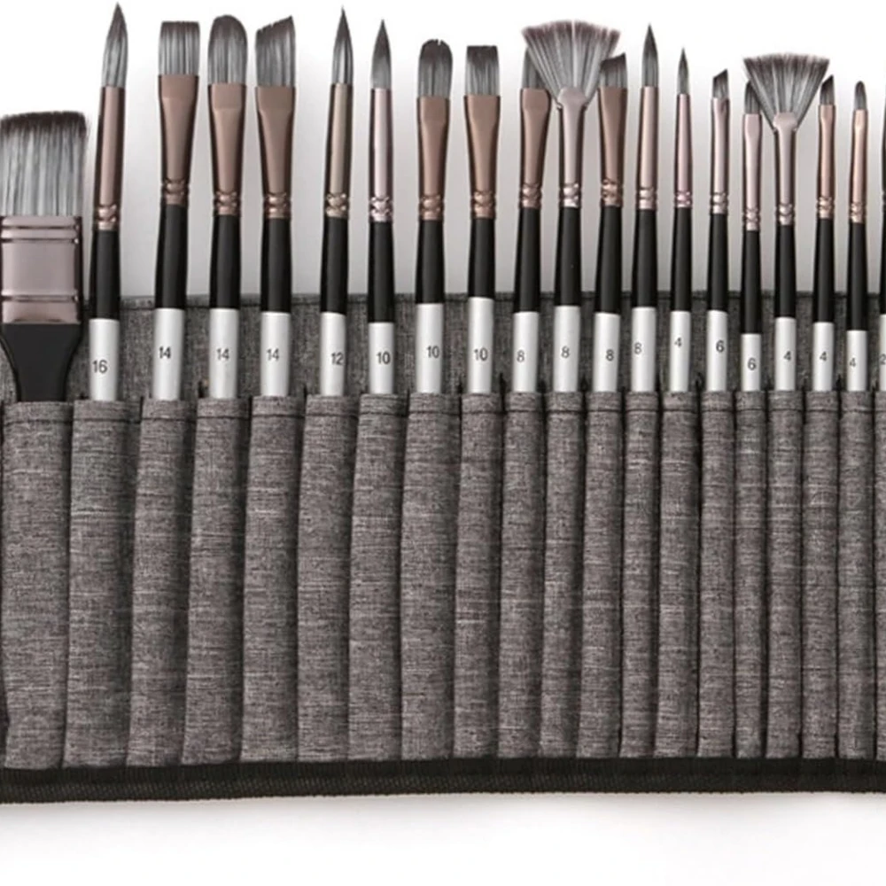 Brush Set 24 Nylon Hair Wooden Pen Oil Paintbrush Cloth Bag Gouache Brush Portable Packaging Brush
Brush Set 24 Nylon Hair Wooden Pen Oil Paintbrush Cloth Bag Gouache Brush Portable Packaging Brush