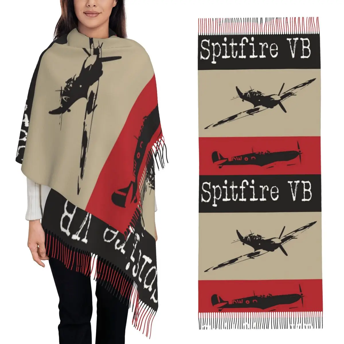 RAF Supermarine Spitfire Fighter Aircraft Plane Шарф с кисточками Шарфы Женская шаль и накидки Большая осенне-зимняя шаль 
RAF Supermarine Spitfire Fighter Aircraft Plane Шарф с кисточками Шарфы Женская шаль и накидки Большая осенне-зимняя шаль