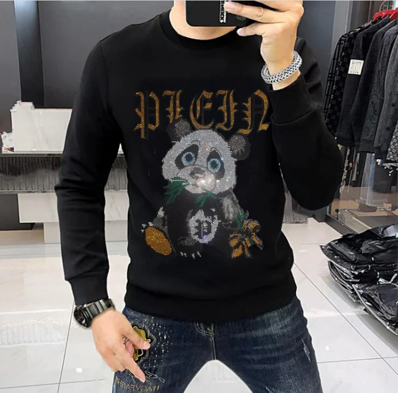 Sweatshirts Men's Rhinestones High-Quality Diamond Pattern long-Sleeved Sweatshirts Slim Casual Top
Sweatshirts Men's Rhinestones High-Quality Diamond Pattern long-Sleeved Sweatshirts Slim Casual Top