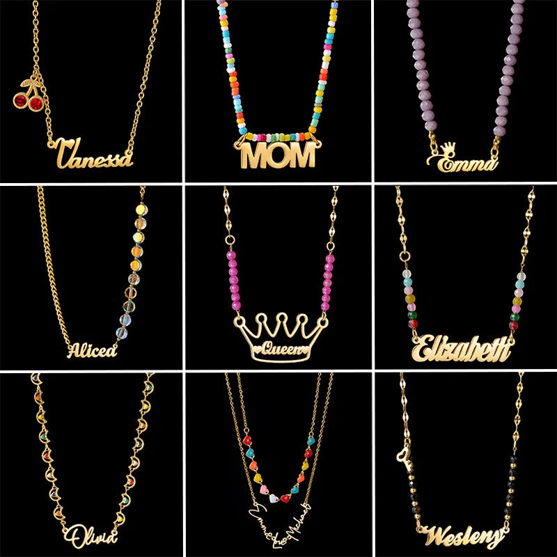 Auxauxme мульти-стиль ожерелье с индивидуальными именами персонализированная ручная работа красочная цепочка из бисера кулон вишневое сердце Корона ожерелье ювелирные изделия
Auxauxme мульти-стиль ожерелье с индивидуальными именами персонализированная ручная работа красочная цепочка из бисера кулон вишневое сердце Корона ожерелье ювелирные изделия