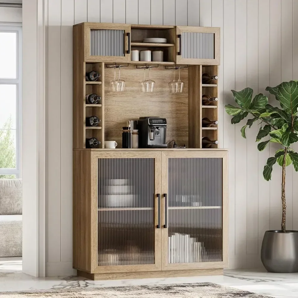 Bar Cabinet with Power Outlet, Storage Kitchen Pantry Cupboard Wine& Glasses Rack Server with Hutch, 72" Rustic Liquor Cabinet
Bar Cabinet with Power Outlet, Storage Kitchen Pantry Cupboard Wine& Glasses Rack Server with Hutch, 72" Rustic Liquor Cabinet