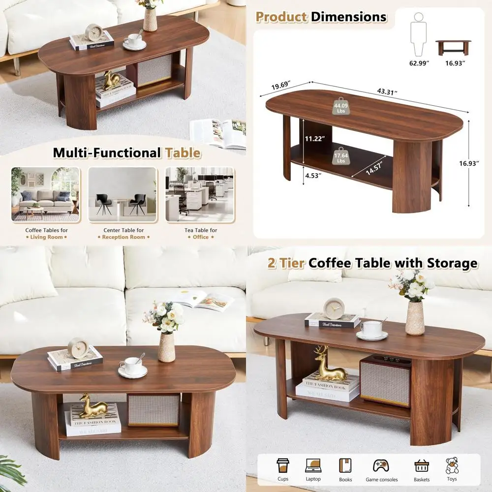 Журнальный столик Walnut 43.3 для гостиной с местом для хранения, двухуровневый деревянный центральный столик для небольших помещений, простая сборка
Журнальный столик Walnut 43.3 для гостиной с местом для хранения, двухуровневый деревянный центральный столик для небольших помещений, простая сборка