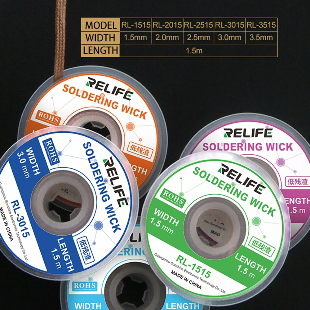 Width 1.5mm 2mm 2.5mm 3mm 3.5mm 4mm Desoldering Braid Welding Solder Remover Wick Wire Lead Cord Flux BGA Repair Tool 1.5 Meter
Width 1.5mm 2mm 2.5mm 3mm 3.5mm 4mm Desoldering Braid Welding Solder Remover Wick Wire Lead Cord Flux BGA Repair Tool 1.5 Meter