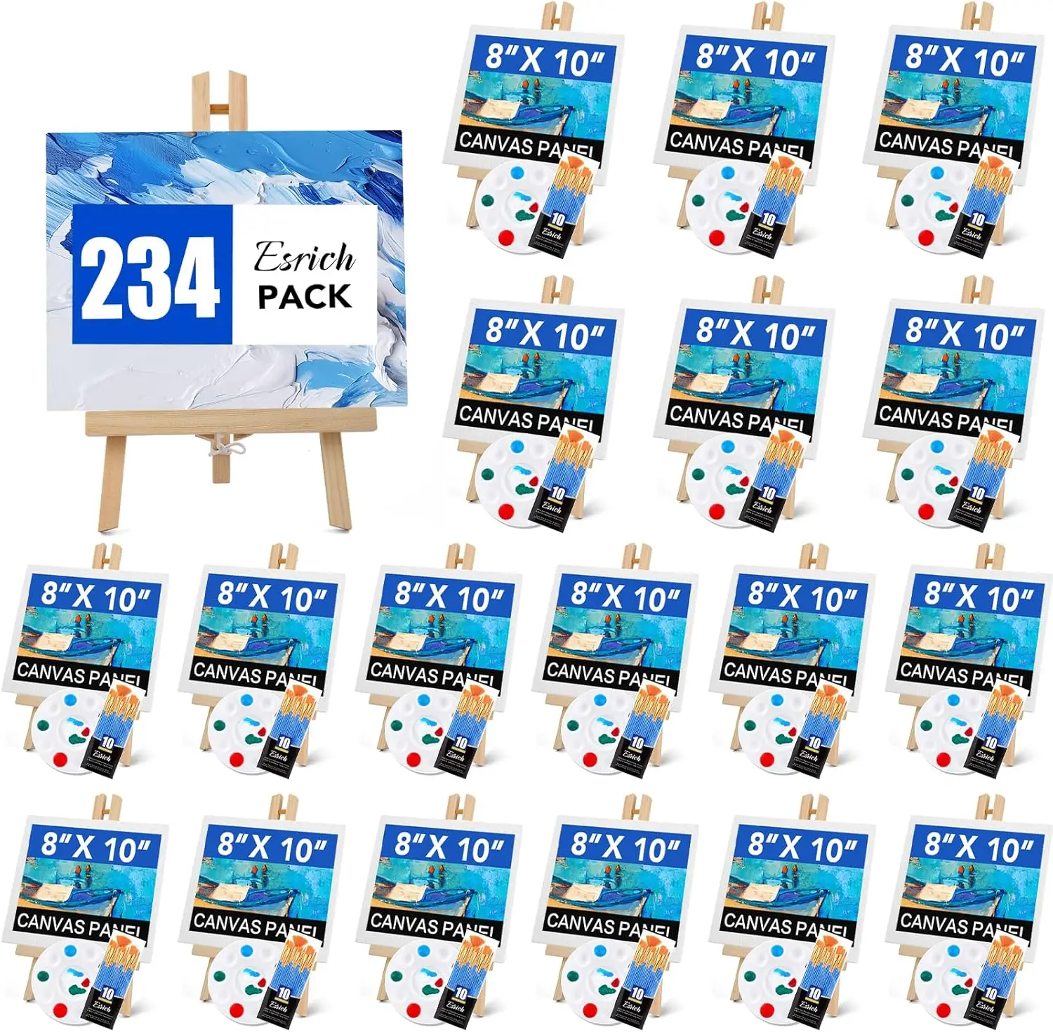 Canvas with Easel Set 234 Pack 8x10 Canvas Boards & 11.8in Wooden Easels, Paint Brushes Kit for Acrylic Oil Watercolor Beginners
Canvas with Easel Set 234 Pack 8x10 Canvas Boards & 11.8in Wooden Easels, Paint Brushes Kit for Acrylic Oil Watercolor Beginners