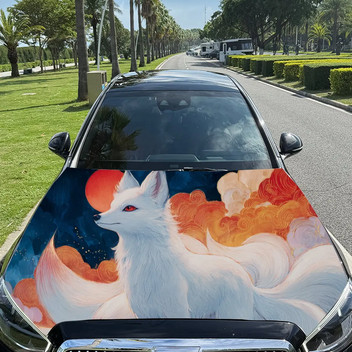 Enchanting Mystical White Fox PVC Car Engine Hood Vinyl Wraps, Self-Adhesive Waterproof Car Hood Decal Sticker, Car Decoration P
Enchanting Mystical White Fox PVC Car Engine Hood Vinyl Wraps, Self-Adhesive Waterproof Car Hood Decal Sticker, Car Decoration P