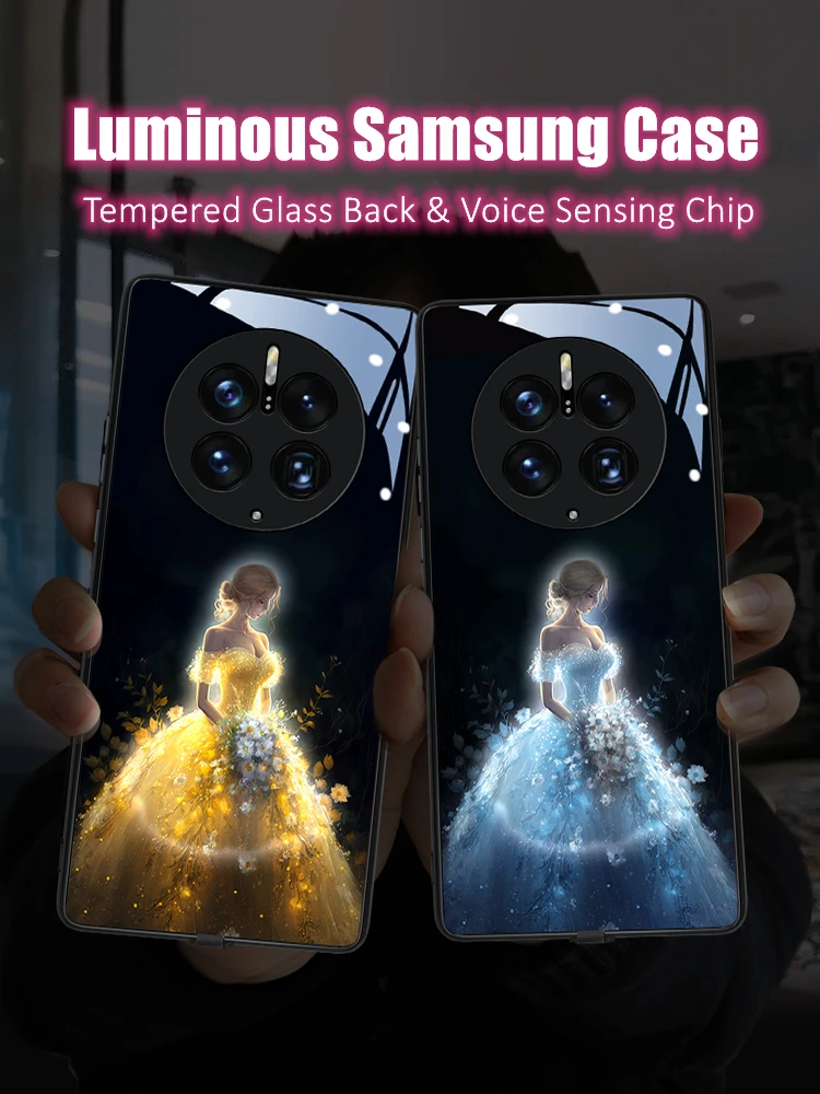 Wedding Dress LED Light Glowing Luminous Tempered Glass Back Phone Case for Samsung S24 S22 S23 Note 10 20 A14 A73 Plus Ultra
Wedding Dress LED Light Glowing Luminous Tempered Glass Back Phone Case for Samsung S24 S22 S23 Note 10 20 A14 A73 Plus Ultra